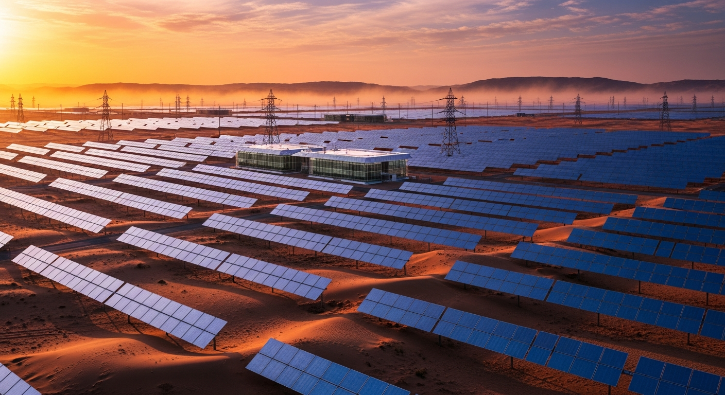 Industrial solar array in UAE desert